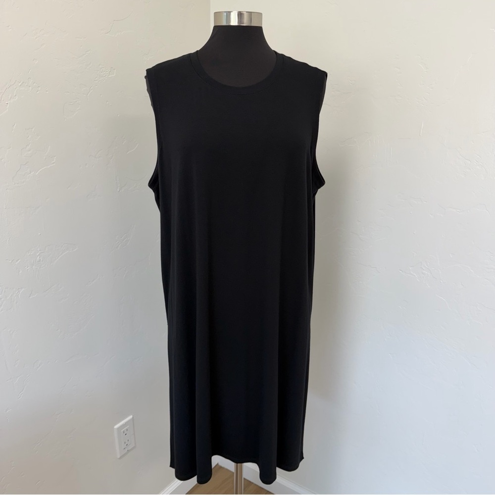 Eileen Fisher Jersey Sleeveless Black Tunic Dress Size XL